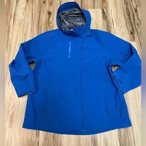 LANDS’ END WEATHERPROOF RAIN HOODED ADJUSTABLE JACKET COBALT PLUS WOMEN SZ 1X